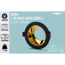 REN DEKORATİF YUVARLAK SİYAH-GOLDEN KASA